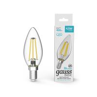 Светодиодная филаментная лампа Gauss Свеча 4,5W 420Lm 4100K E14 1031215