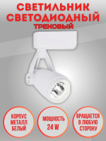 038-24W-4000K-Wh Светильник светодиодный трековый белый от интернет магазина Elvan.ru