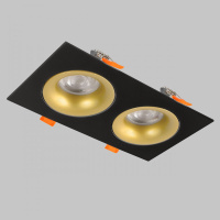 Светильник встраиваемый поворотный GU10 2*50W Черный/Матовое Золото IL.0029.0010-2-BMG от интернет магазина Elvan.ru