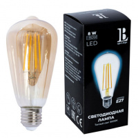 E27-8W-SТ64-3000K Лампа LED (Филамент) amber L&B от интернет магазина Elvan.ru