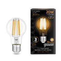 Светодиодная филаментная лампа Gauss A60 20W 1800Lm 2700K E27 102902120