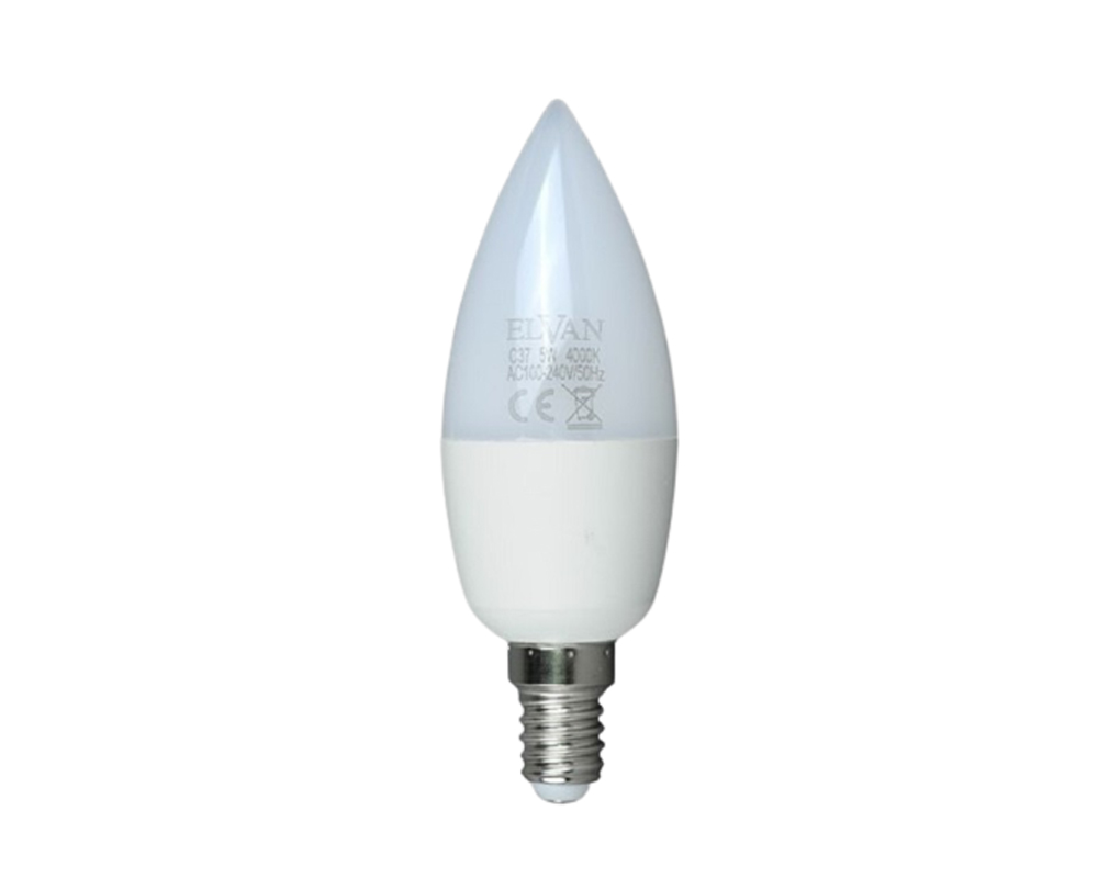 Лампа LED (Свеча OPAL) Elvan E14-7W-6000К-C37candle E14-7W-6000К-C37candle
