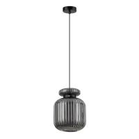 5042/1B PENDANT ODL24 445 черный/дымчатый/металл/стекло/эко.кожа Подвес E27 1*60W JUGI