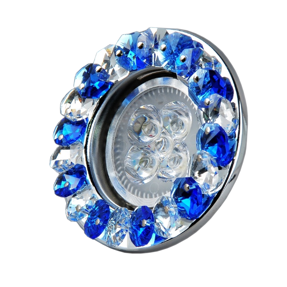 8001-MR16-5.3-Bl-Ch ELVAN Светильник точечный синий-прозрачный-хром от интернет магазина Elvan.ru