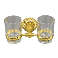 98810G Держатель 2-х стаканов со стеклом золото ELVAN от интернет магазина Elvan.ru