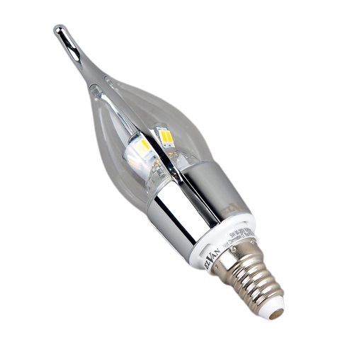 Лампа LED (св. на ветру хром диммируется) Elvan E14-5W-3000K-DimQ100A-SL E14-5W-3000K-DimQ100A-SL