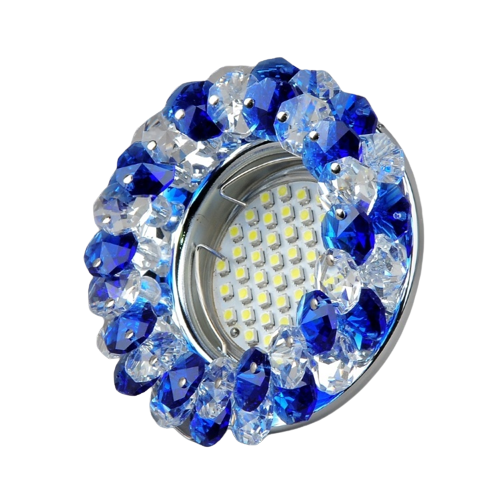 8003-MR16-5.3-Bl-Ch Светильник точечный синий-прозрачный-хром от интернет магазина Elvan.ru
