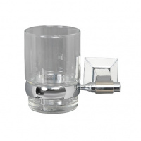 98601CW Держатель стакана подвесной со стеклом c белой вставкой ELVAN от интернет магазина Elvan.ru