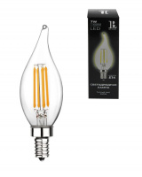 E14-7W-3000K Лампа LED (Свеча на ветру прозрачная Филамент) L&B от интернет магазина Elvan.ru