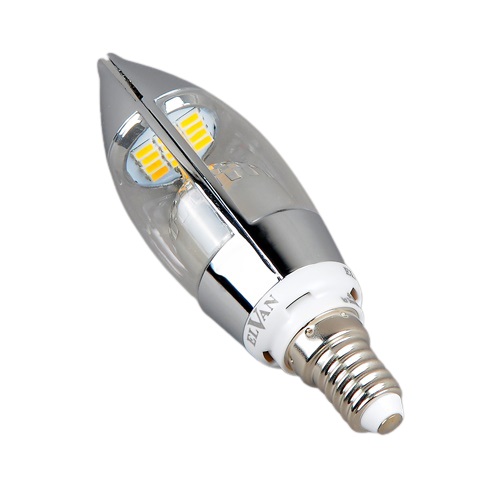 Лампа LED (Свеча хром) Elvan E14-5W-3000K-Q68-SL E14-5W-3000K-Q68-SL