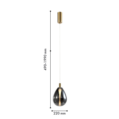 4255-2P, подвес, D220xH490/1990, LEDx4.3W, 520LM, 4000K, included