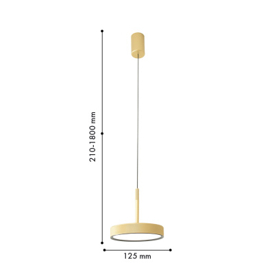 4507-1P, подвес, D125xH210/1800, LEDx10W, 650LM, 4000K, IP20, CRI>90, included
