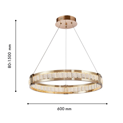 4206-6P, подвесная люстра, D600xH80/1500, 2xLEDx31W, 7120LM, 3000K, included