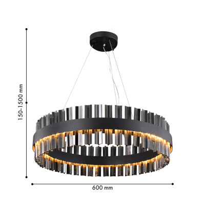 4262-6P, подвесная люстра, D600xH150/1500, LEDx27W, 2160LM, 4000K, included
