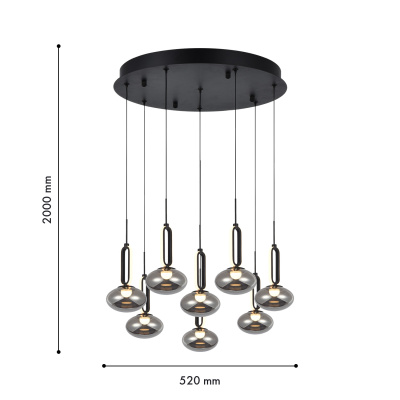 4284-8P, подвесная люстра, D520xH2000, 8xLEDx9W, 3600LM, 4000K, included