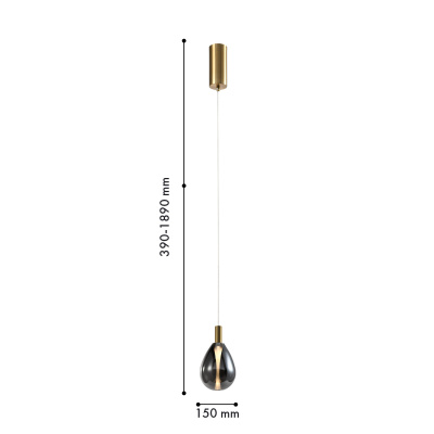 4255-1P, подвес, D150xH390/1890, LEDx4.3W, 520LM, 4000K, included