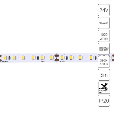 Светодиодная лента 24V 9,6W/m 4000К 5м Arte Lamp TAPE