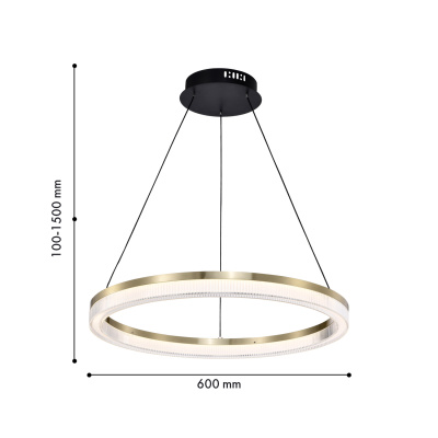 4400-6P, подвесная люстра, D600xH100/1500, LEDx30W, 2625LM, 4000K, IP20, included