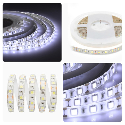 Светодиодная влагозащищенная лента Apeyron 14,4W/m 60LED/m 5050SMD холодный белый 5M 00-10