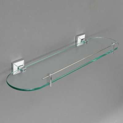 98605CW Полка под ванные принадлежности стекло с белой вставкой ELVAN от интернет магазина Elvan.ru