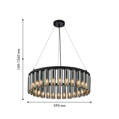 4504-30P, подвесная люстра, D590xH160/1360, 30xG9LEDx2W, 2100LM, 3000K, included