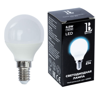 Светодиодная лампа L&B 6W 520Lm 4000K E14 E14-6,5W-4000К-G45