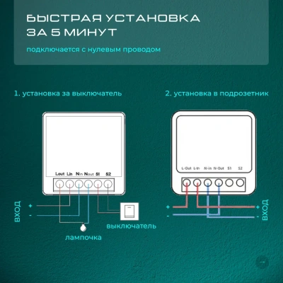 Wi-Fi реле 1 канал-16А , для модуля умный дом, протоколы WiFi, Tuya, совместим со Smart Life, с Алисой, Марусей, Google Home