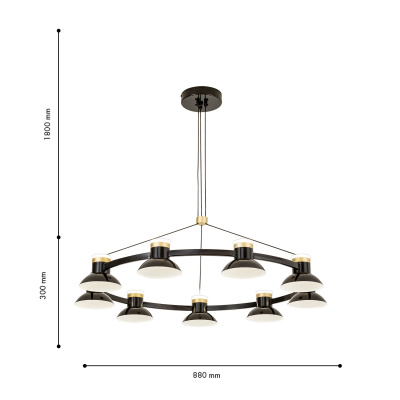 4516-9P, подвесная люстра, D880xH300/1800, 9xLEDx10W, 7200LM, 4000K, included