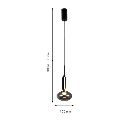 4284-1P, подвес, D150xH380/1880, LEDx10W, 500LM, 4000K, included