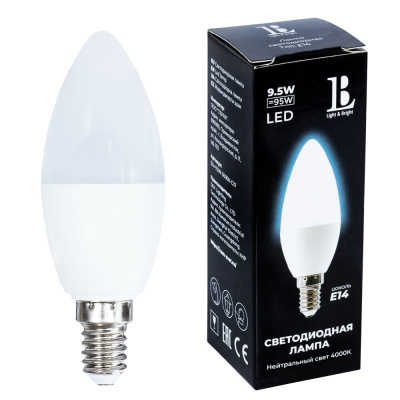Светодиодная лампа L&B 9W 950Lm 4000K E14 E14-9,5W-4000К-C37