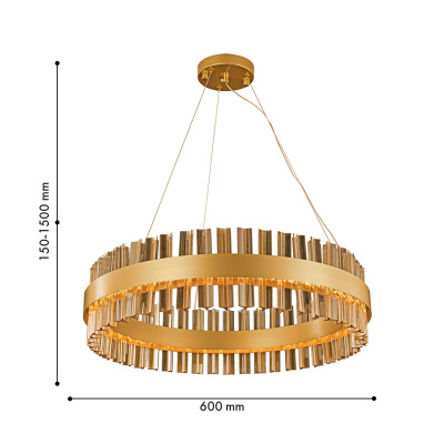 4263-6P, подвесная люстра, D600xH150/1500, LEDx27W, 2160LM, 4000K, included