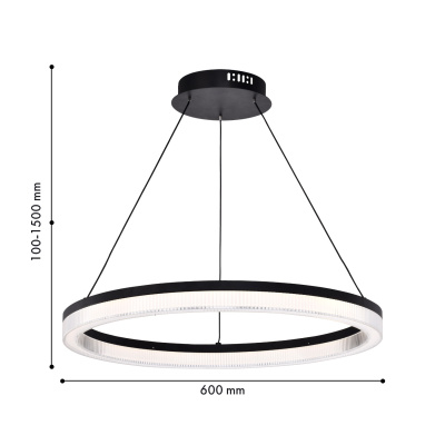 4399-6P, подвесная люстра, D600xH100/1500, LEDx30W, 2625LM, 4000K, IP20, included