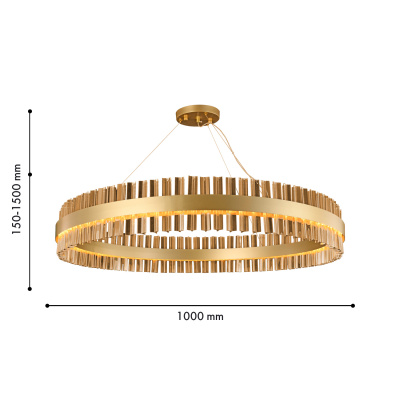 4263-10P, подвесная люстра, D1000xH150/1500, LEDx54W, 4320LM, 4000K, included