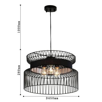 2363-2P, подвес, D450xH280/1280, 3xE27x40W, excluded