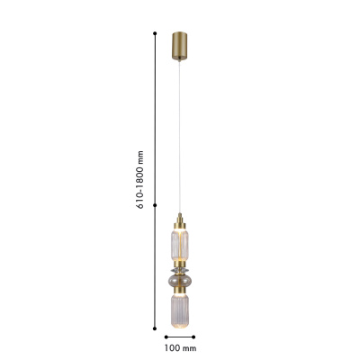 4238-1P, подвес, D100xH610/1800, LEDx12W, 1040LM, 4000K, included