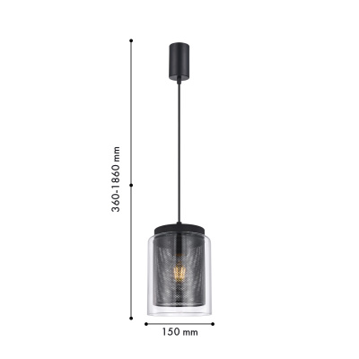 4347-1P, подвес, D150xH360/1860, 1xE27x40W, excluded