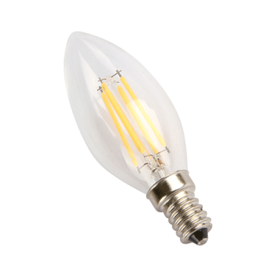 E14-5W-6000K Лампа LED (Свеча прозрачная Филамент) от интернет магазина Elvan.ru