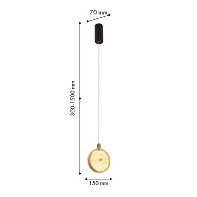 4488-1P, подвес, L150xW70xH300/1500, LEDx6W, 410LM, 4000K, included