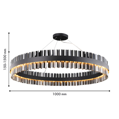 4262-10P, подвесная люстра, D1000xH150/1500, LEDx54W, 4320LM, 4000K, included