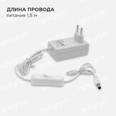 Светодиодная влагозащищенная лента Apeyron 4,8W/m 60LED/m 3528SMD холодный белый 5M 10-26