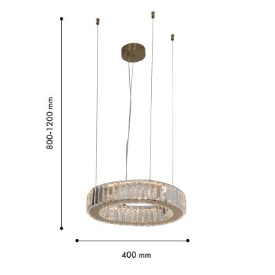 4195-4P, подвесная люстра, D400xH800/1200, 2xLEDx25W, 4500LM, 4000K, included