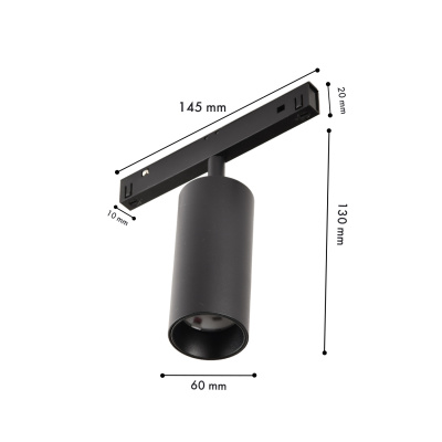 4582-1U, трековый светильник, D60xL145xH130, LEDx18W, 48V, 1200LM, 2700-5700K, CRI>90, beam angle:36, included