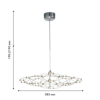4305-6P, подвесная люстра, D585xH190/2190, LEDx23W, 5300LM, 3000K/4500K/6000K, included, remote control