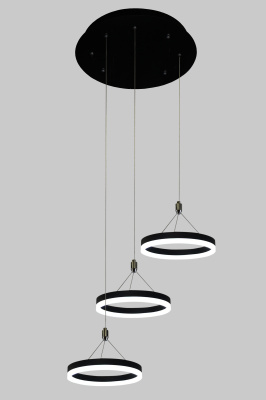 155/3x21W-4000K Люстра светодиодная подвесная черная круглое основание (с пультом) ELVAN от интернет магазина Elvan.ru