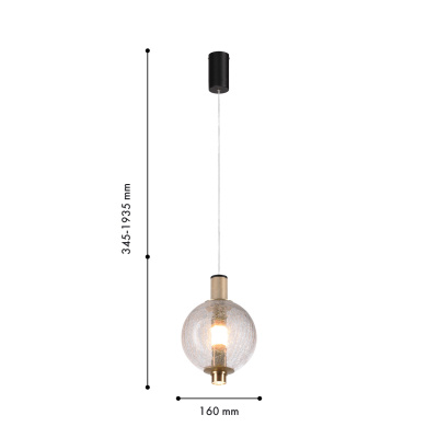 4316-1P, подвес, D160xH345/1935, LEDx9W, 650LM, 4000K, CRI>90, included