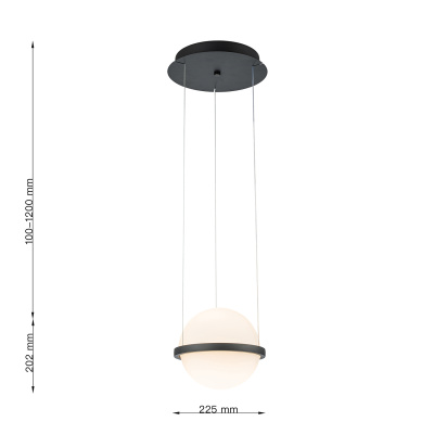 4502-1P, подвес, D225xH190/1200, LEDx20W, 1200LM, 3000K, included