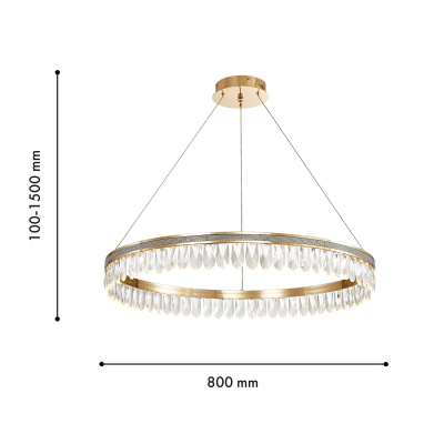 4207-8P, подвесная люстра, D800xH100/1500, LEDx43W, 4300LM, 3000K, included