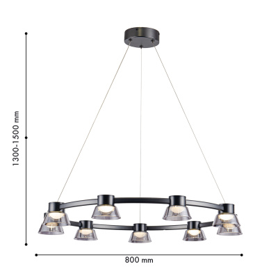 4247-9P, подвесная люстра, D800xH1200/1500, 9xLEDx5.5W, 1080LM, 4000K, included