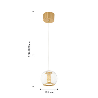 4338-1P, подвес, D150xH330/1800, LEDx9W, 720LM, 4000K, included