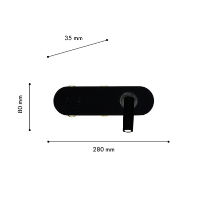 4170-5W, настенный светильник, D35xW280xH80, LEDx4W + 1xLEDx3W, 315LM, 4000K, included, switch